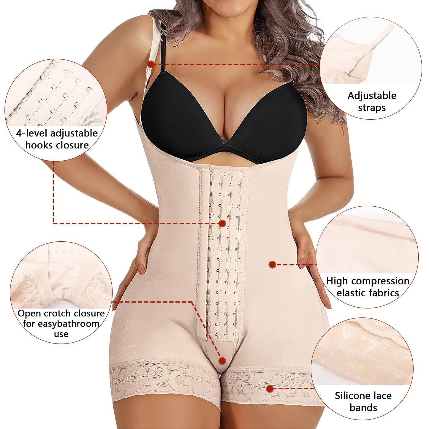 BodyLove High Compression Body Shaper for Women Butt Lifter Thigh Slimmer